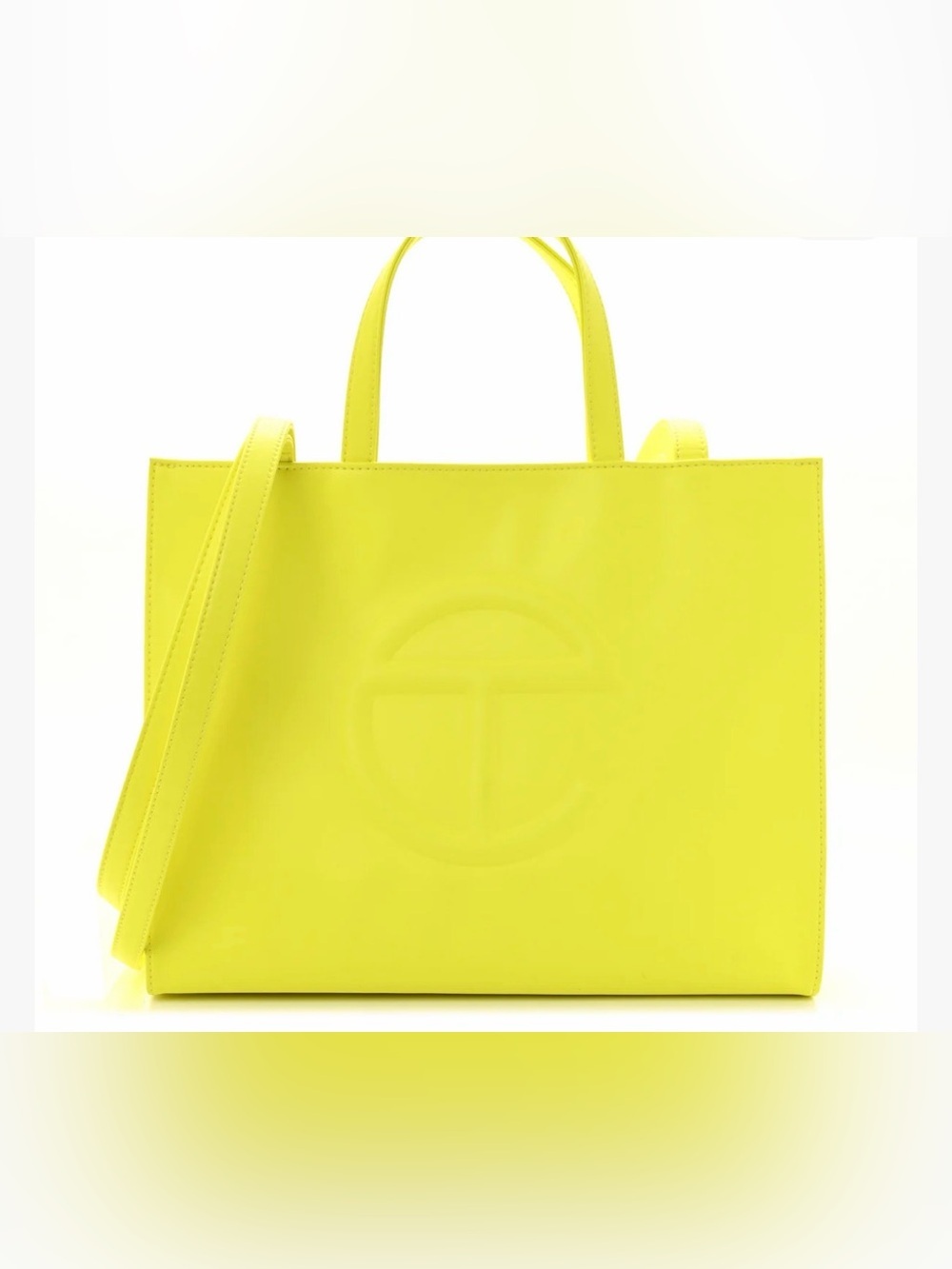 Telfar Neon Yellow Leather Logo Tote